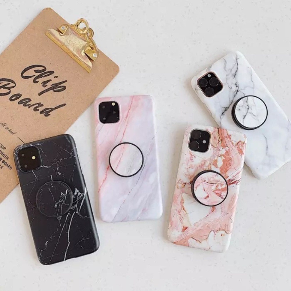 Marble + PopSocket iPhone Case